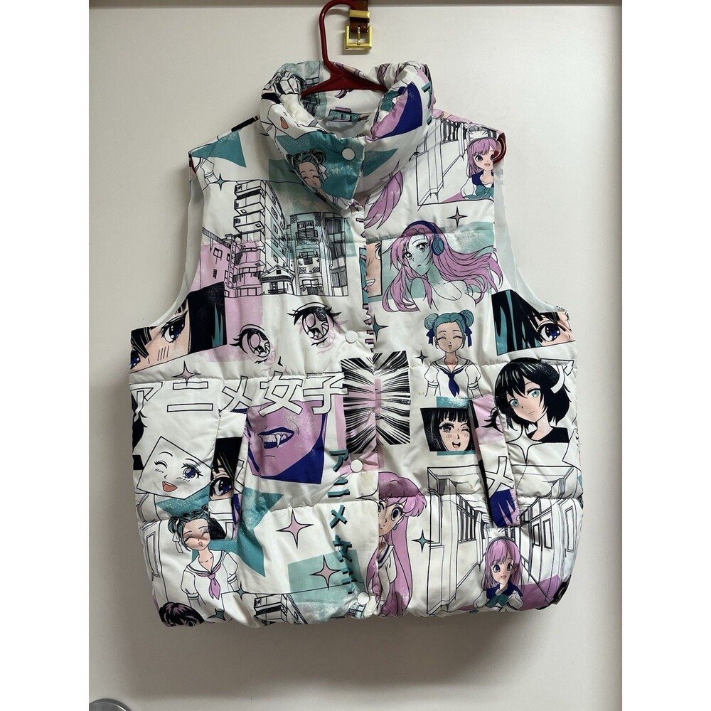 Y2K Anime Manga puffer jacket/vest Kawaii Streetwear